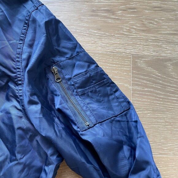 THE RAIL Zip Up Bomber Jacket Men Large Blue Long Sleeve - Picture 4 of 7